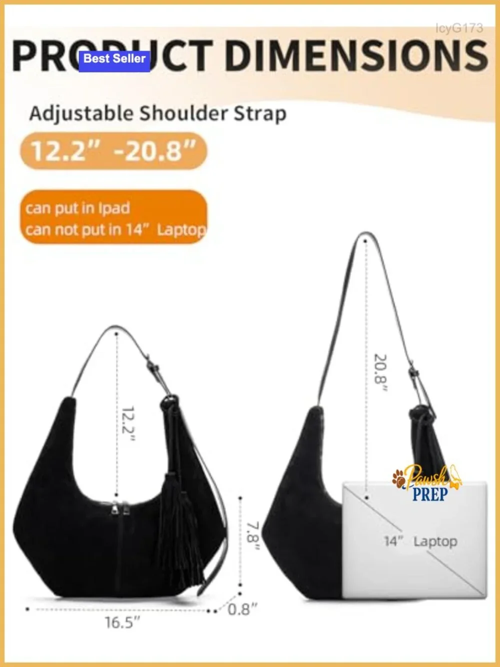 Faux Suede Slouchy Crescent Hobo Shoulder Bag with Tassel Adjustable Strap